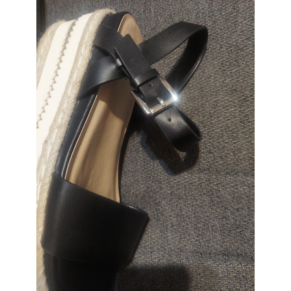 A NEW DAY size 11 Rianne Espadrille Sandals Ankle Buckle Black Platform Y2k Boho - Picture 6 of 11